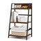 Ladder Shelf 3 Tier Open Storage for Living Room Rustic Brown Black